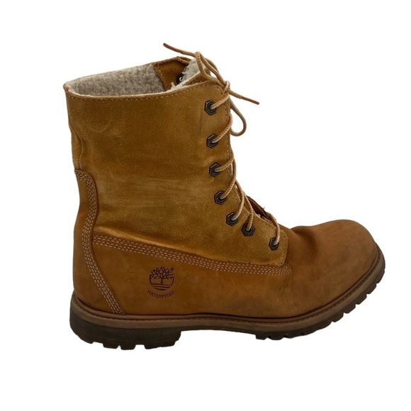 Timberland Teddy Fleece Fold Down Wheat Nubuck Leather Boots Size 9.5 Women's - Picture 7 of 14